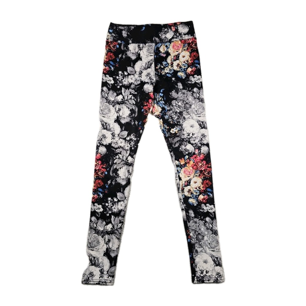 Abercrombie & Fitch Floral Leggings Womens XS Black Multicolor Stretch Active